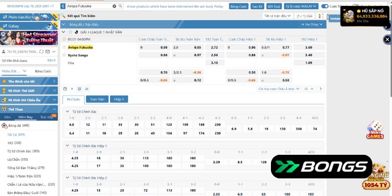 Phân tích kèo nhà cái trận đấu Avispa Fukuoka và Kyoto Sanga cùng 777bongs