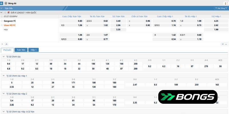 Soi kèo trận đấu Gangwon vs Ulsan Hyundai ngày 27/7 cùng 777bongs