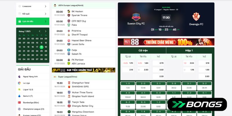 Soi Kèo Cược Trận Đấu Suwon FC vs Gwangju FC Cùng 777bongs